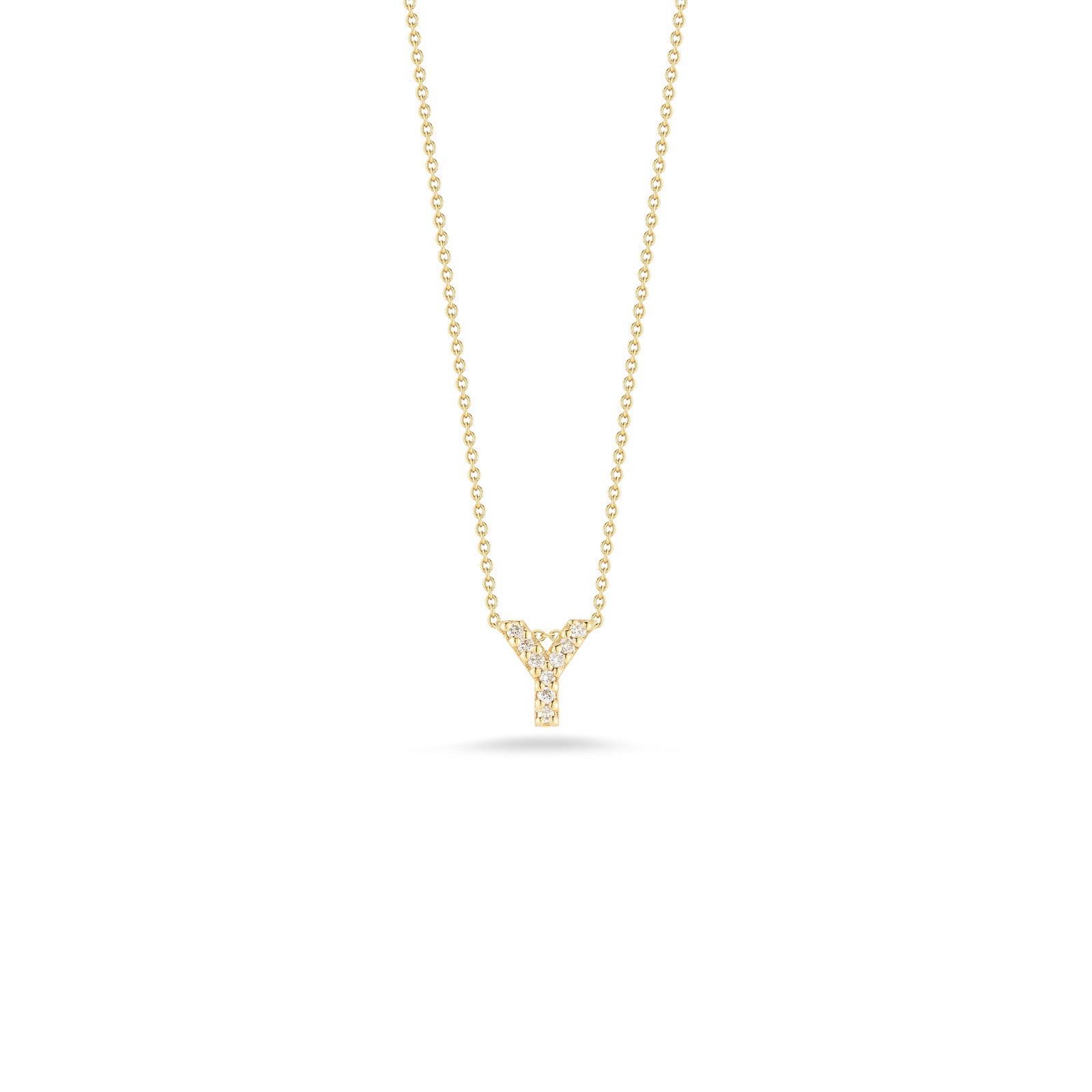 Roberto Coin 18k Yellow Gold Tiny Treasures Diamond Love Letter "Y" Necklace
