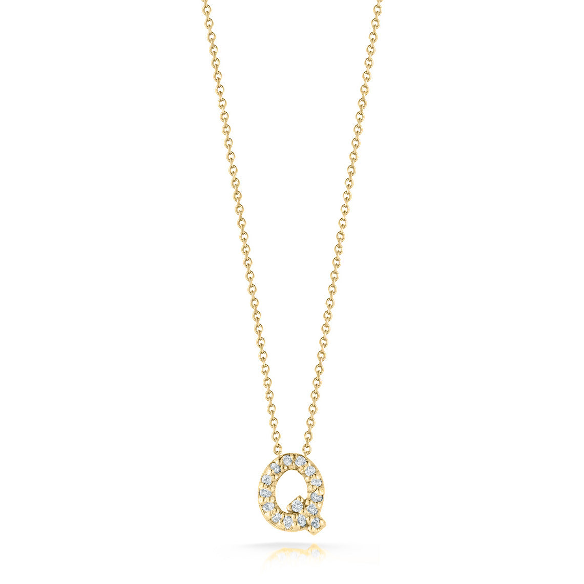 Roberto Coin 18k Yellow Gold Tiny Treasures Diamond Love Letter "Q" Necklace