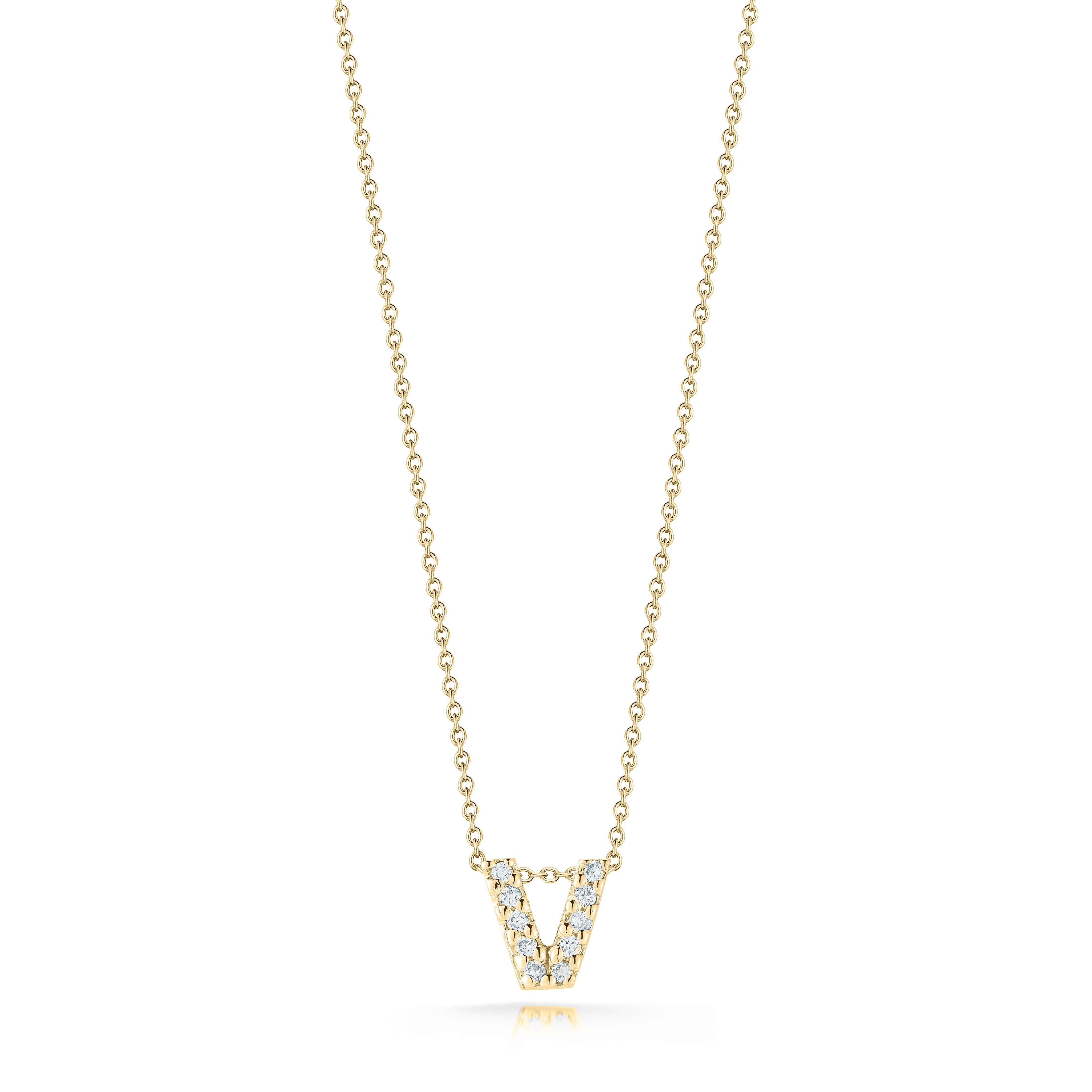 Roberto Coin 18k Yellow Gold Tiny Treasures Diamond Love Letter "V" Necklace