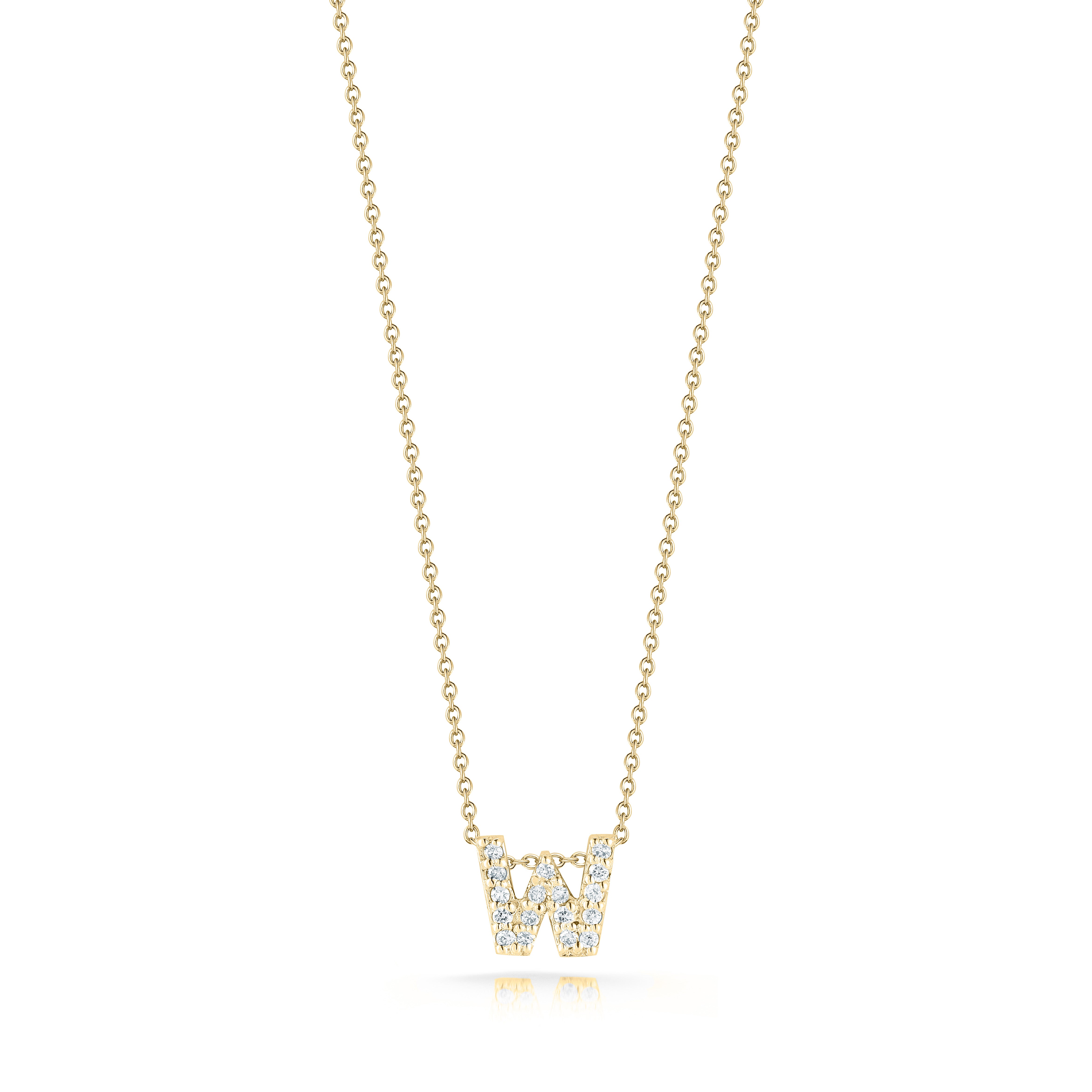 Roberto Coin 18k Yellow Gold Tiny Treasures Diamond Love Letter "W" Necklace