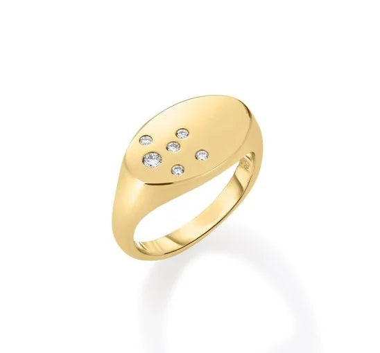 Roberto Coin 18k Yellow Gold Diamond Signet Ring