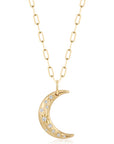 Diamond Crescent Moon Pendant Necklace, 0.16ctw