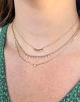 Alternating Baguette and Round Diamond Box Chain Necklace, 0.26ctw