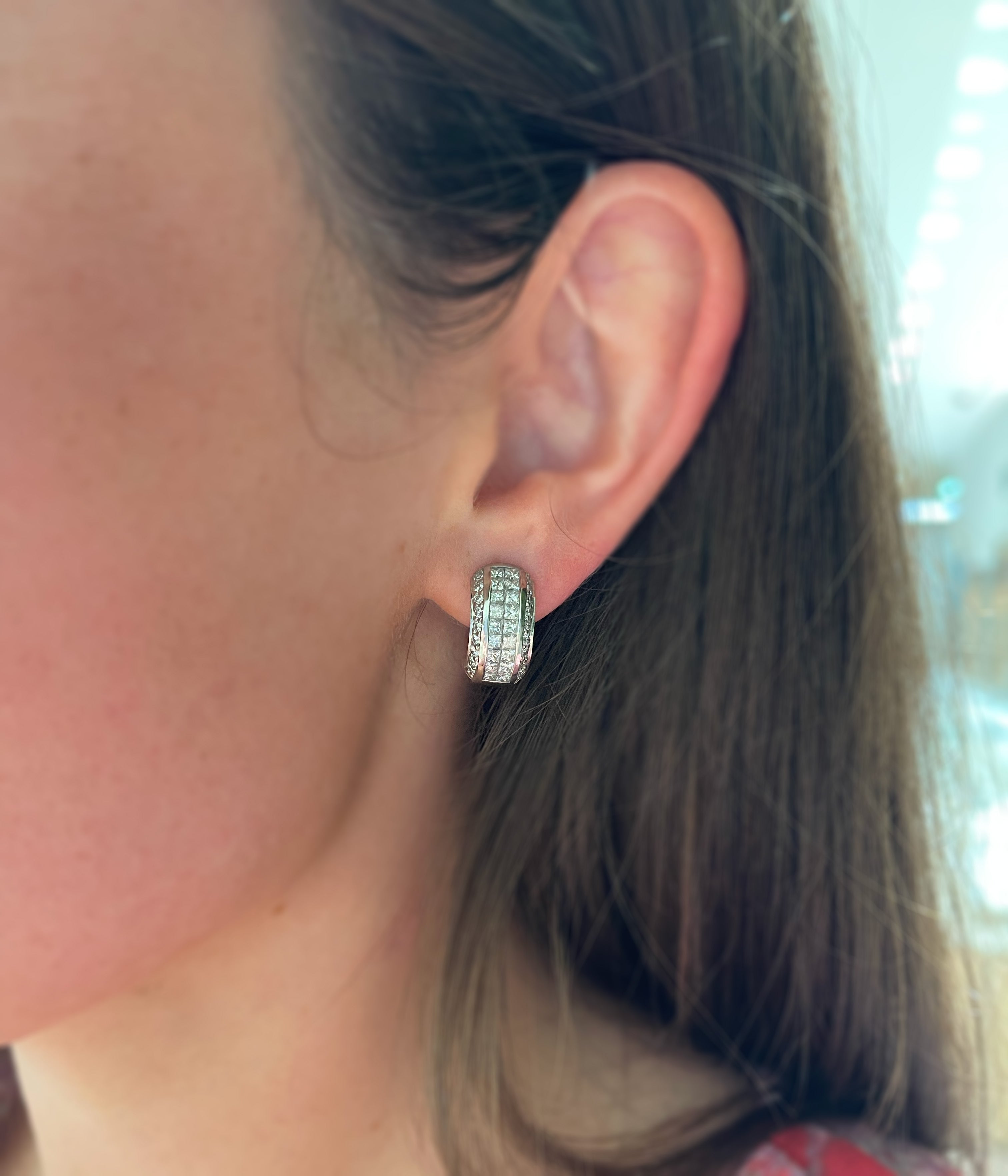 Estate 18k White Gold Earrings