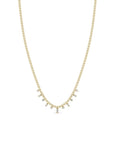 Alternating Baguette and Round Diamond Box Chain Necklace, 0.26ctw