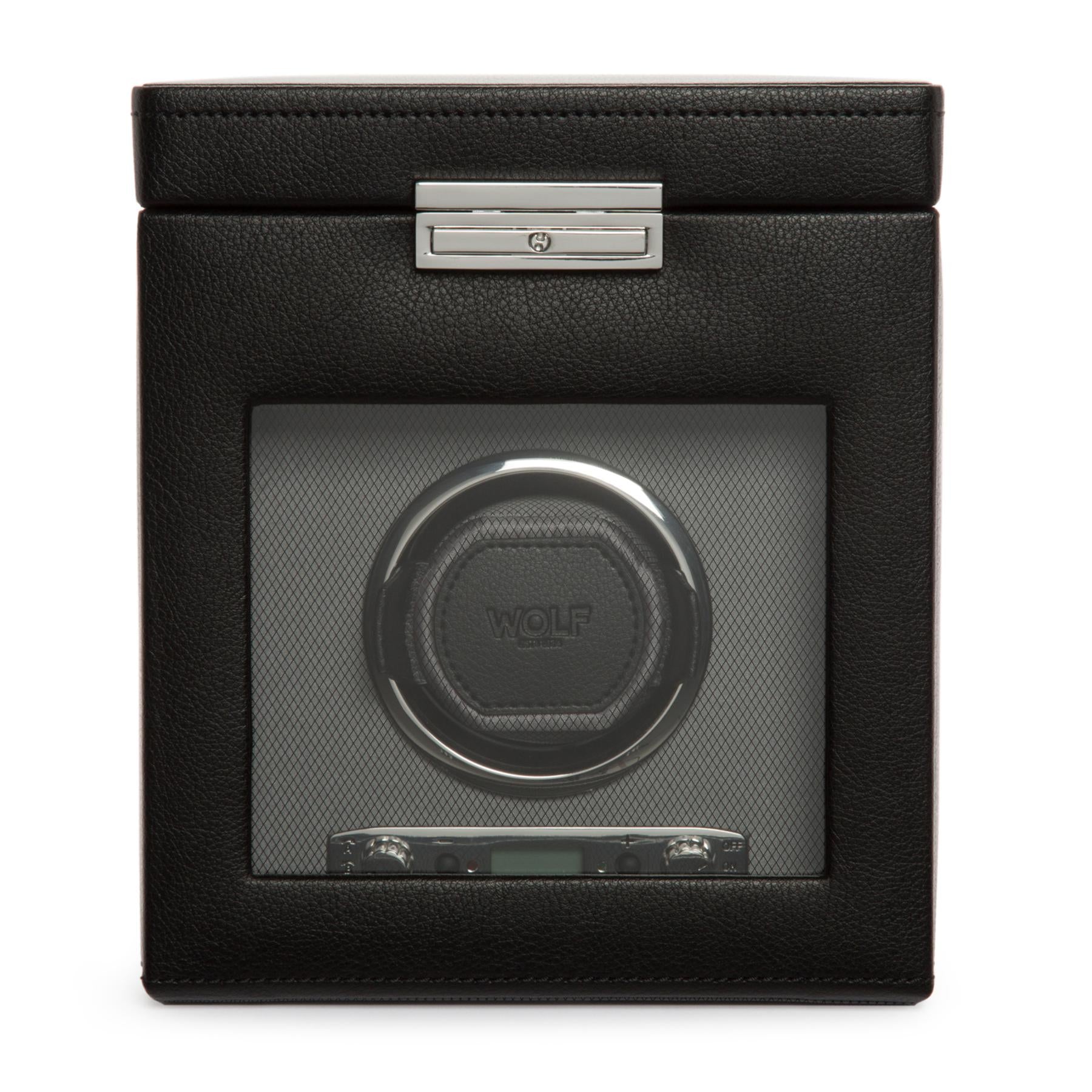 Black Single Watch Winder With Storage