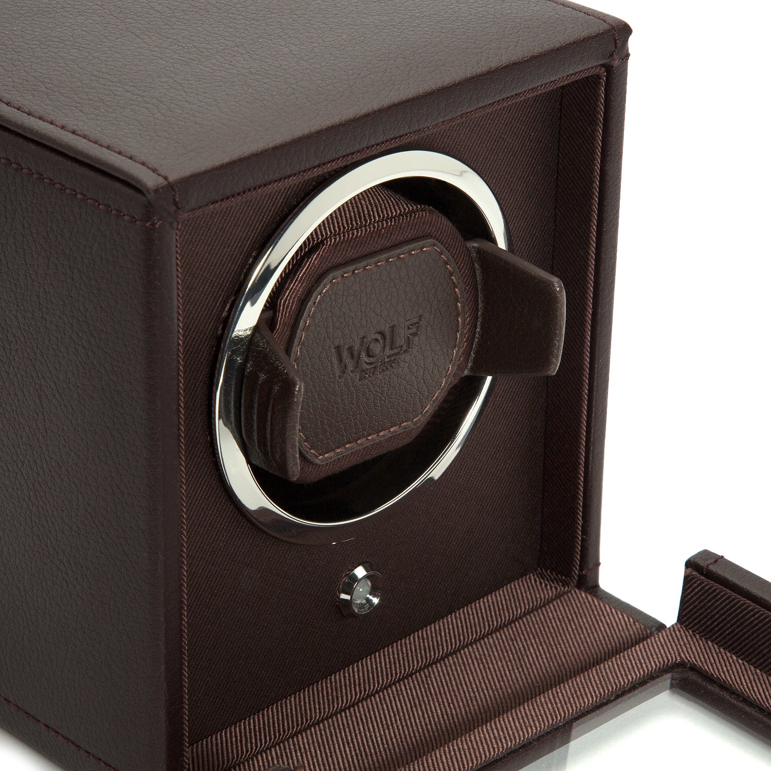 Brown Single Watch Winder With Cover