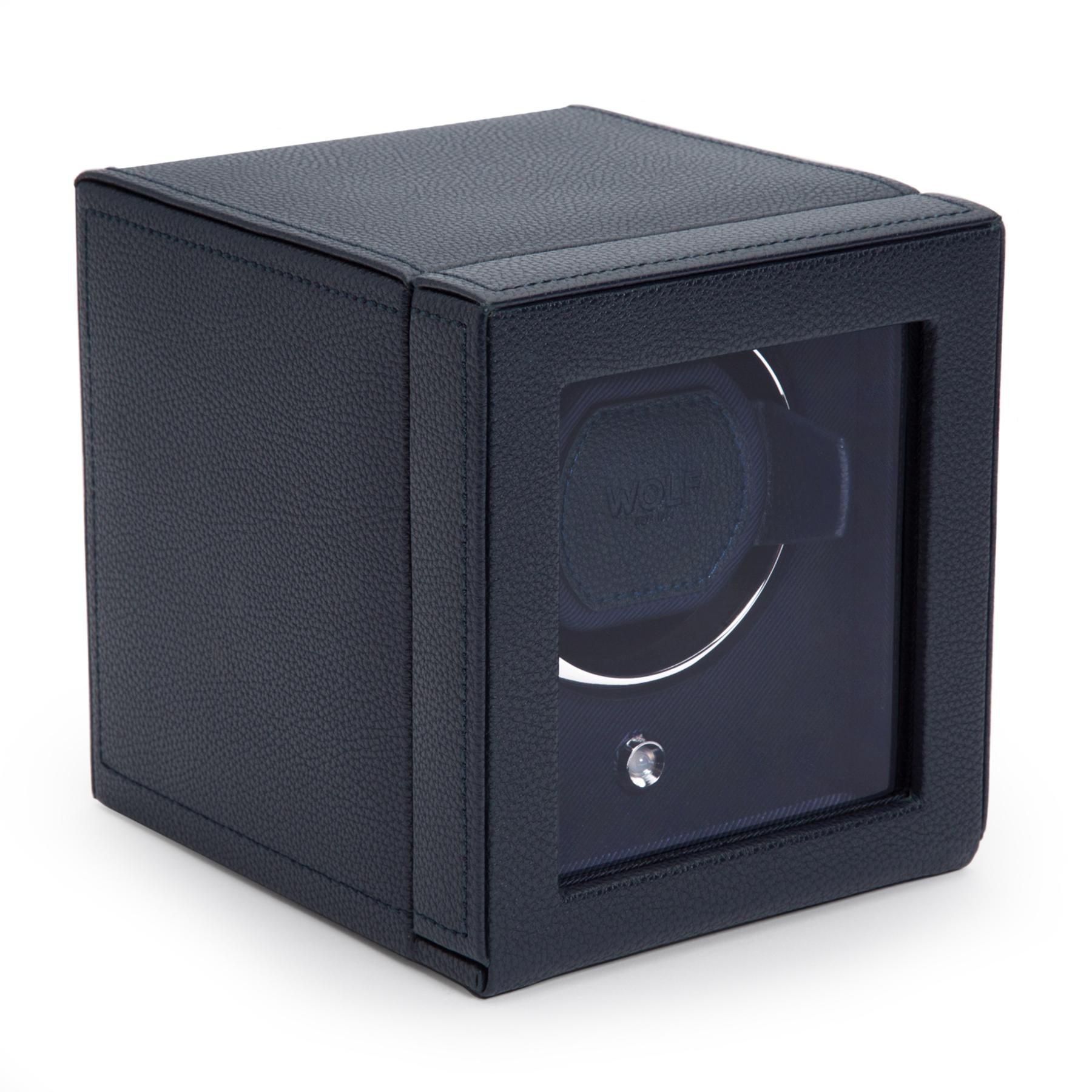 Navy Single Watch Winder With Cover
