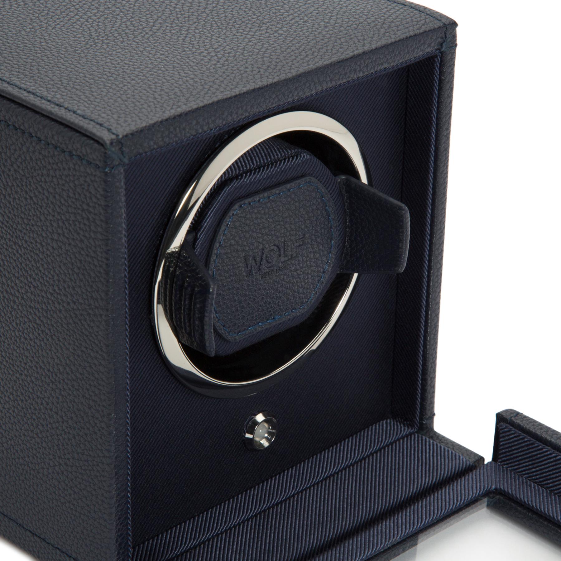 Navy Single Watch Winder With Cover
