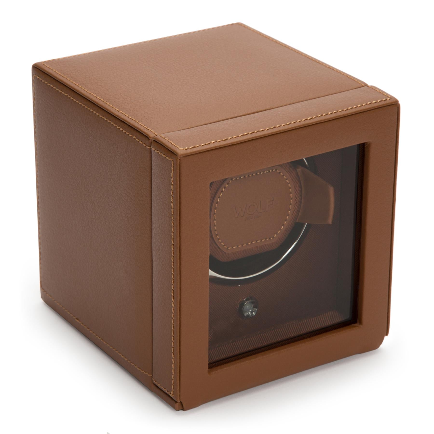 Cognac Single Watch Winder With Cover