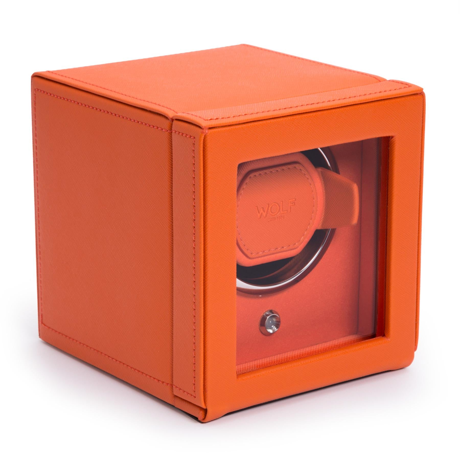 WOLF Cub Single Watch Winder with Cover in Orange Color, 461139 Wolf Cub Watch Winder with Cover- Orange | Blowers Jewellers main image 4