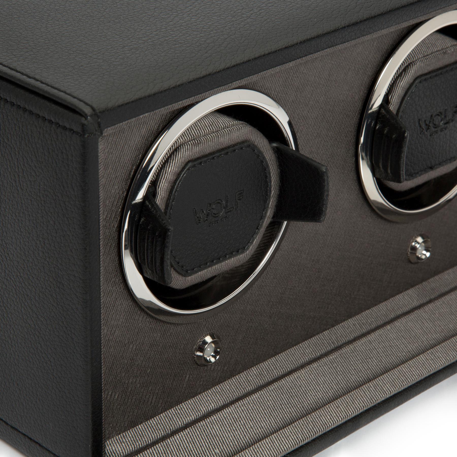 Black Double Watch Winder With Cover