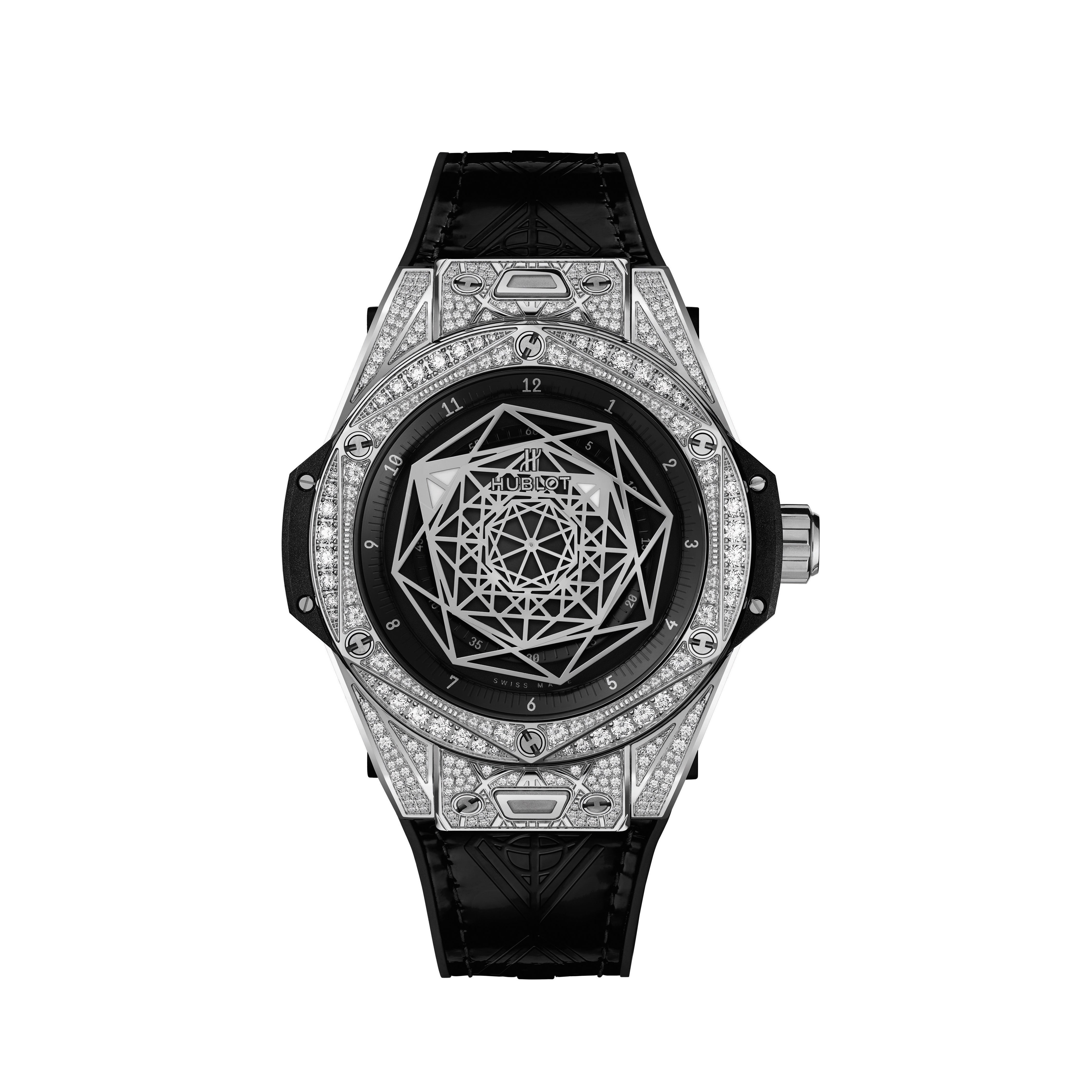 Hublot Stainless Steel 39mm Automatic Big Bang Watch With Diamonds