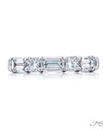 Jb Star Platinum Alternating Emerald And Radiant Cut Diamond Band