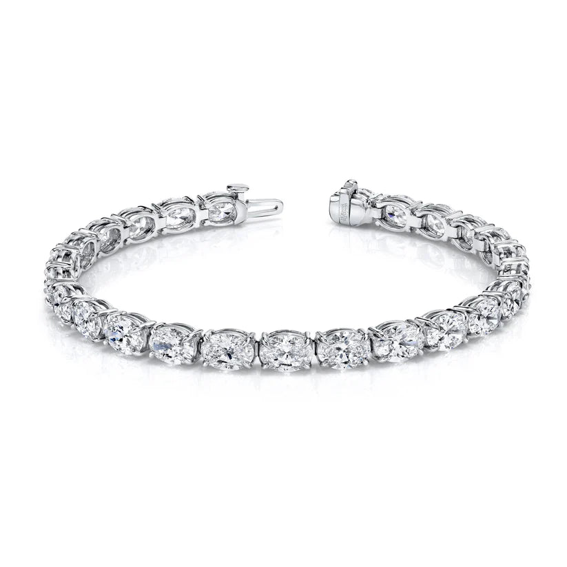 Norman Silverman Small 18k White Gold East-West Set Oval Diamond Bracelet