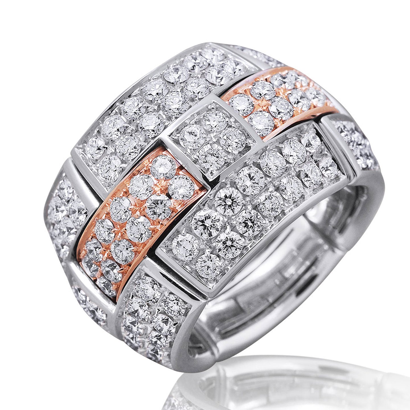 Picchiotti 18k White & Rose Gold H Collection Diamond Ring