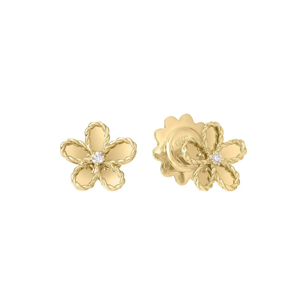 Roberto Coin 18k Yellow Gold Jasmine Diamond Stud Earrings