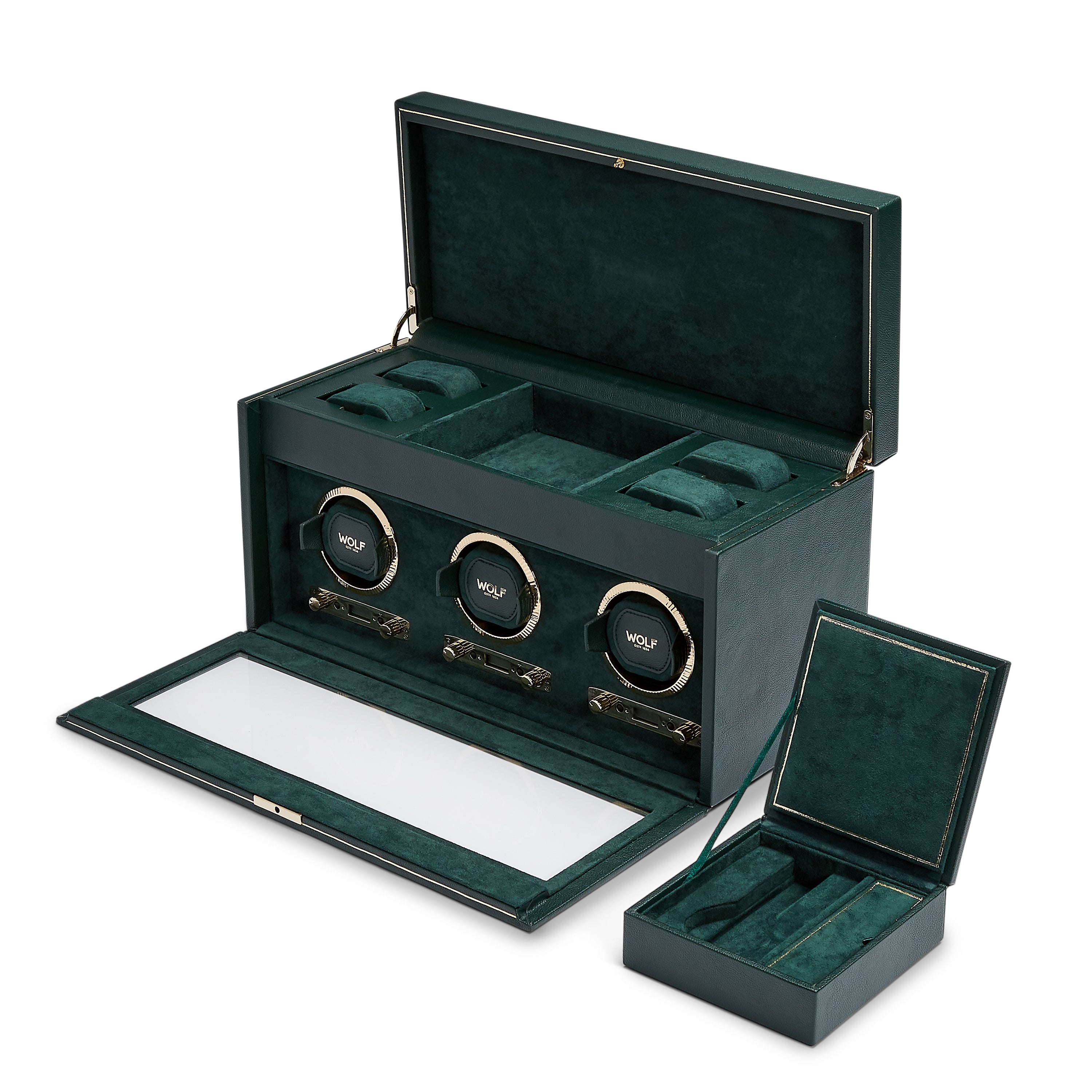 Wolf British Racing Triple Watch Winder With Storage
