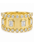 Bezel Set Emerald & Round Diamond Ring, 1.50ctw