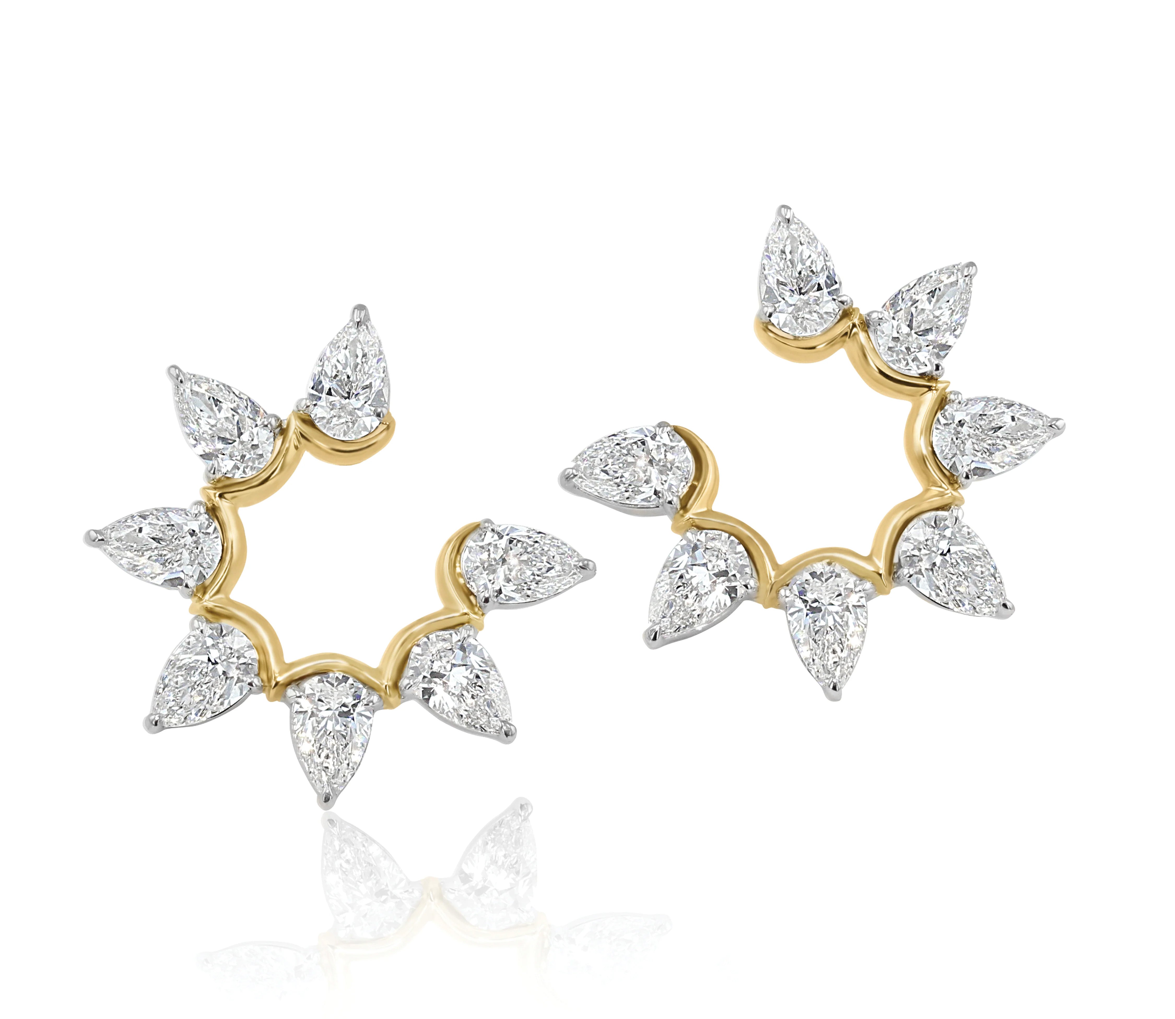 Phillips House 18k Yellow Gold One Of One Diamond Earrings