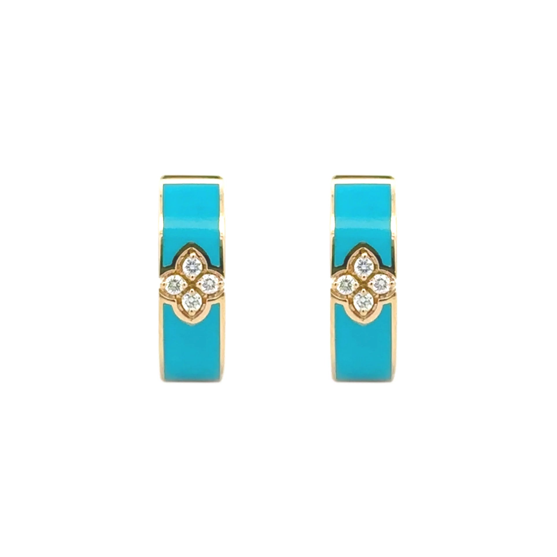 Roberto Coin 18k Yellow Gold Love In Verona Turquoise Enamel And Diamond Earrings