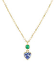 Emily P. Wheeler 18k Yellow Gold Tanzanite & Emerald Heart Necklace