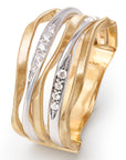 18k Yellow Gold Five Row Coil Ring with Diamond Strands