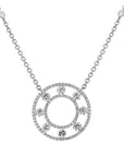 18k White Gold 3.25ctw Diamond Open Circle Pendant Necklace