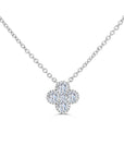 18k White Gold 1.00ctw Diamond Clover Pendant Necklace