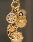 Penny Preville 18k Yellow Gold Sapphire, Moonstone, & Diamond Hexagon Pendant