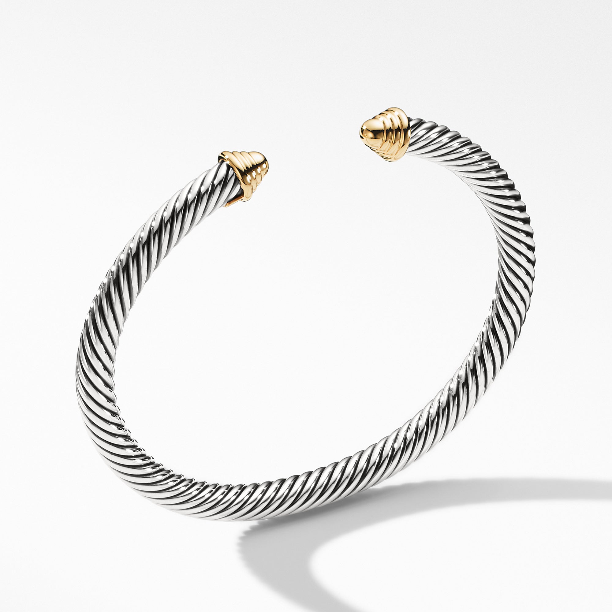 David Yurman 5 Mm Gold Dome Thoroughbred Bracelet In Sterling Silver And 14k Yellow Gold
