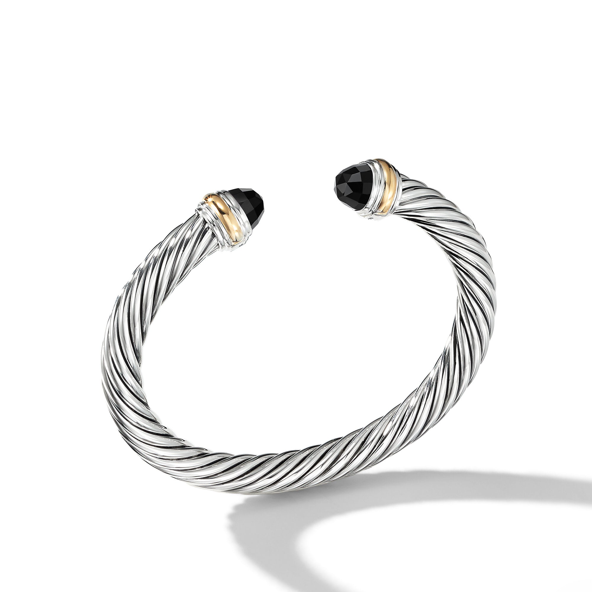 David Yurman Classic Cable Bracelet In Sterling Silver With 14k Yellow Gold And Black Onyx, 7mm