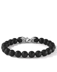 8 Mm Spiritual Beads Bracelet In Sterling Silver With Black Onyx