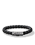 8 Mm Black Rubber Chevron Bracelet In Sterling Silver