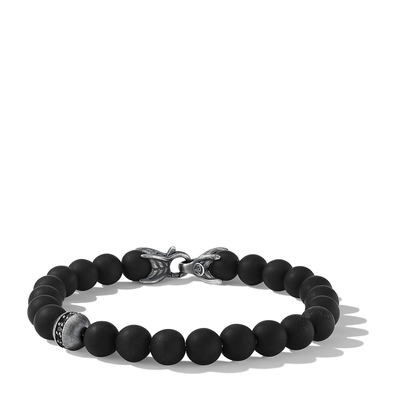 David Yurman 8mm Spiritual Beads Bracelet In Sterling Silver With Cabochon Black Onyx And Black Diamonds