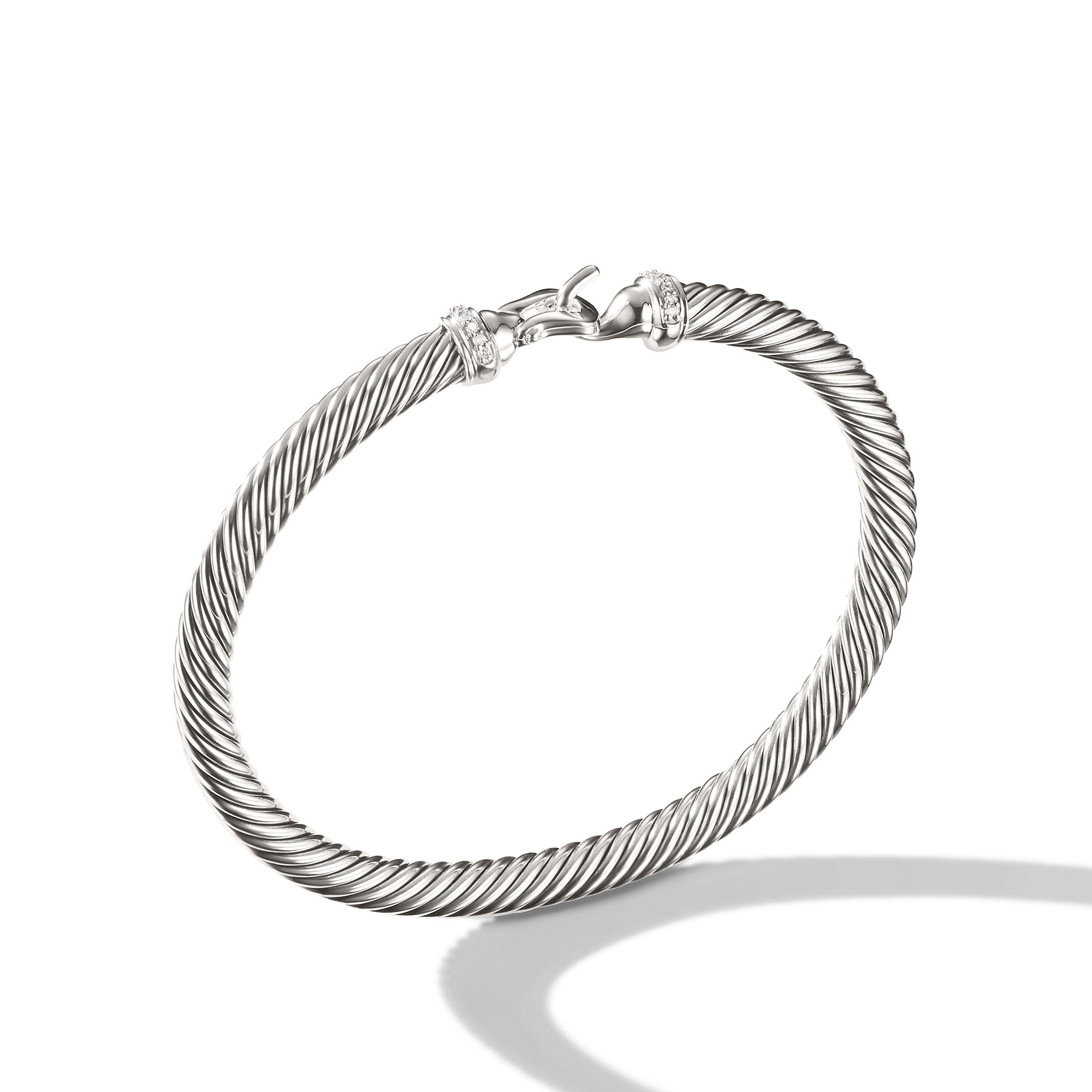 David Yurman 5 Mm Buckle Bracelet In Sterling Silver With Diamonds