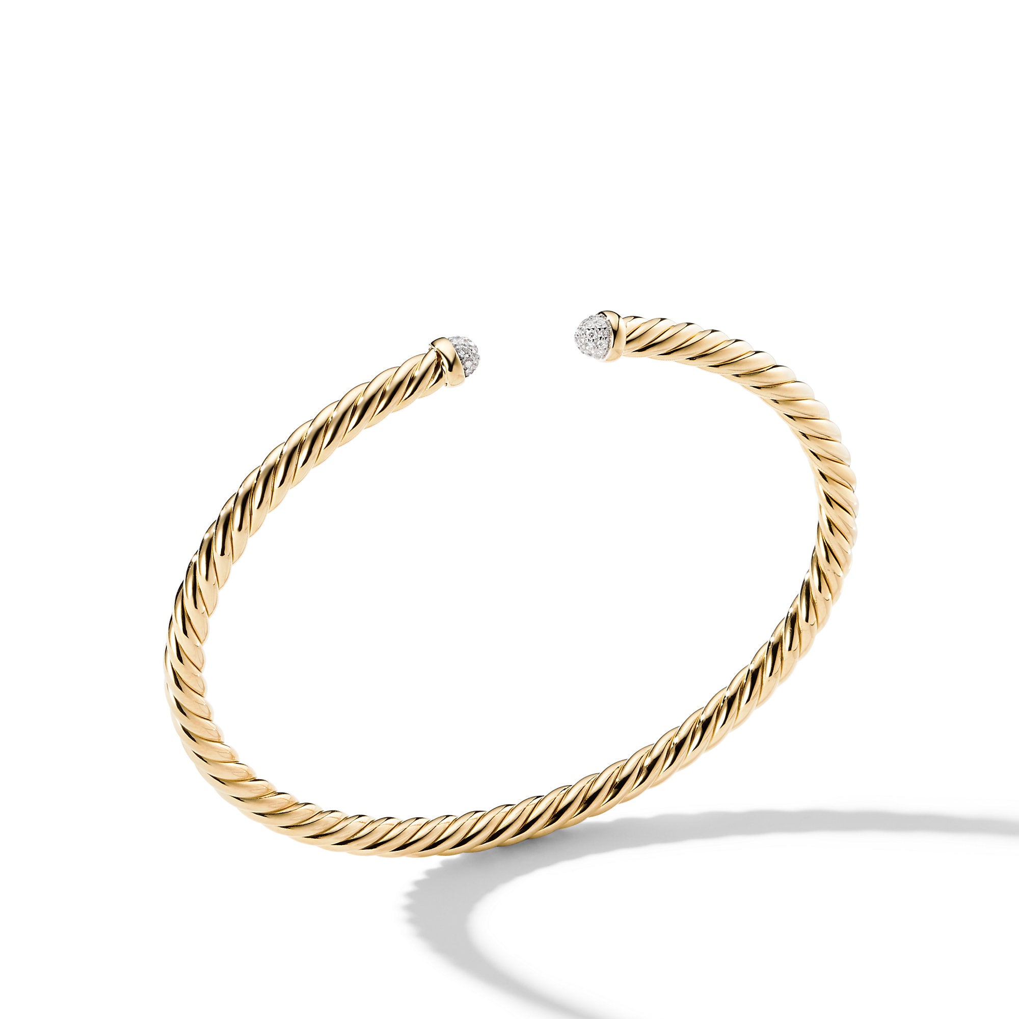 David Yurman Cable Flex Bracelet In 18k Yellow Gold With Diamonds, 4mm