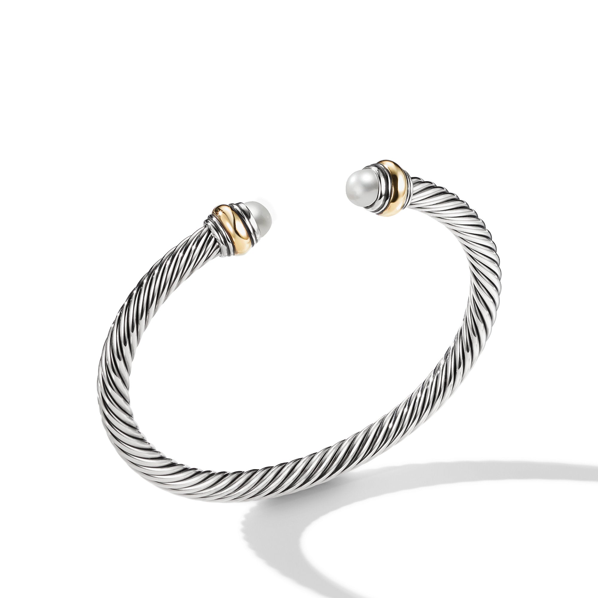 David Yurman Classic Cable Bracelet In Sterling Silver With 14k Yellow Gold And Pearls, 5mm