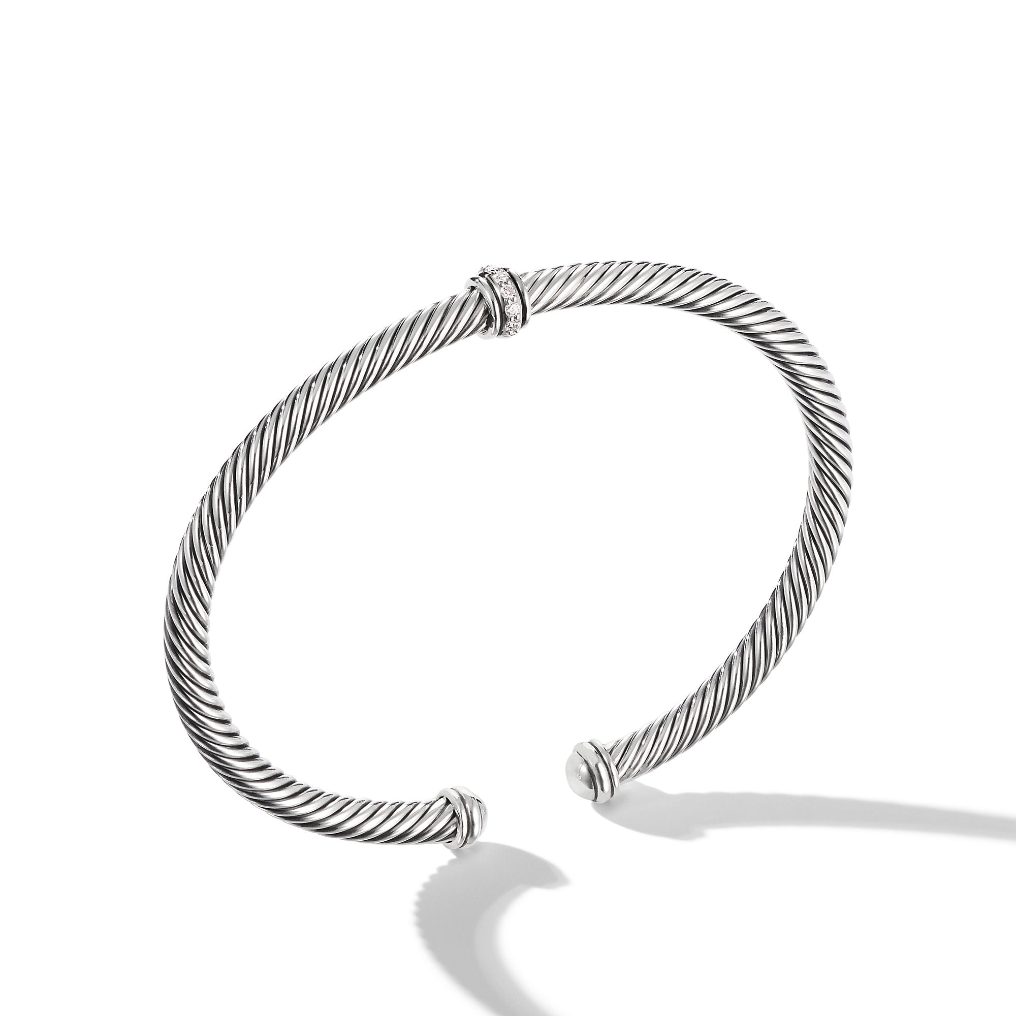 David Yurman Classic Cable Station Bracelet In Sterling Silver With Diamonds, 4mm