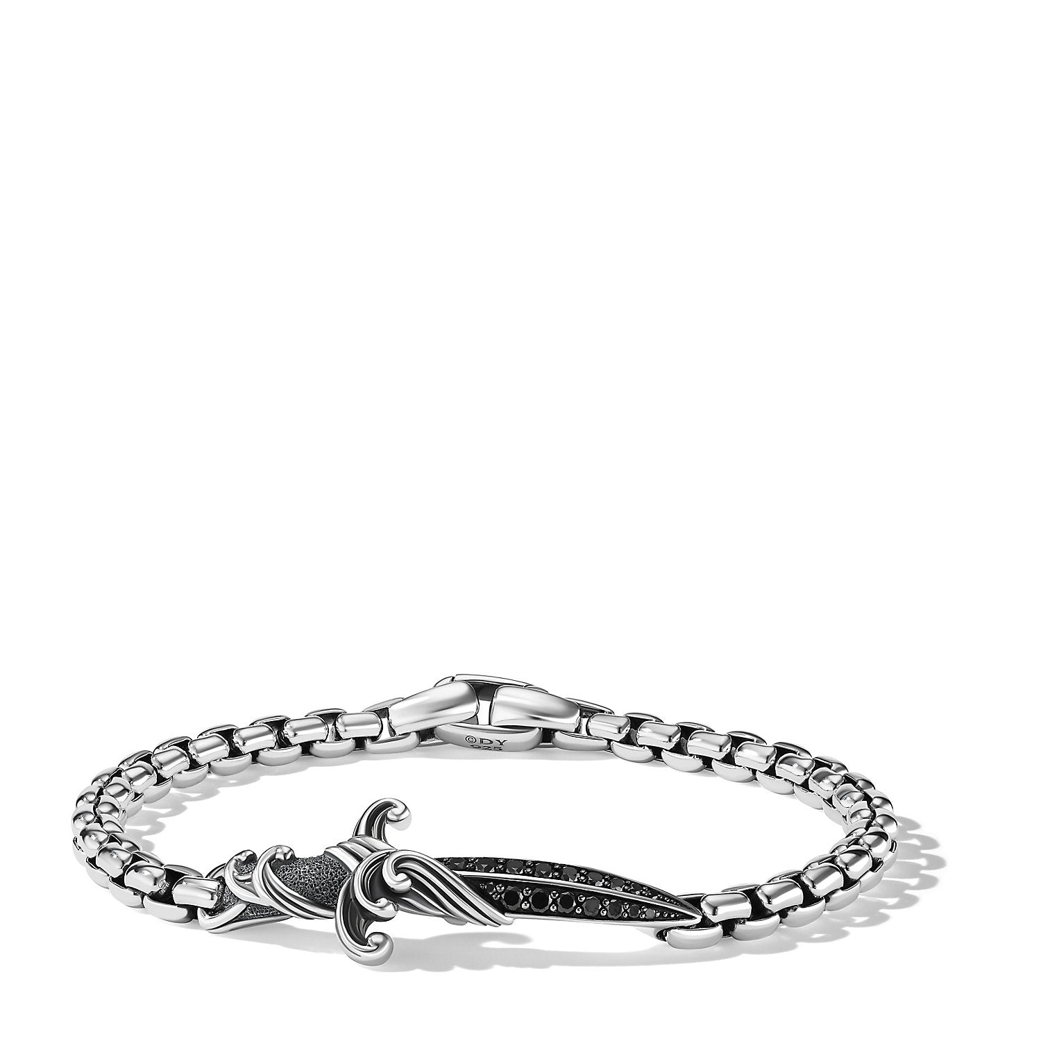 David Yurman 42x15.6mm Waves Dagger Bracelet Blk Dia Silver