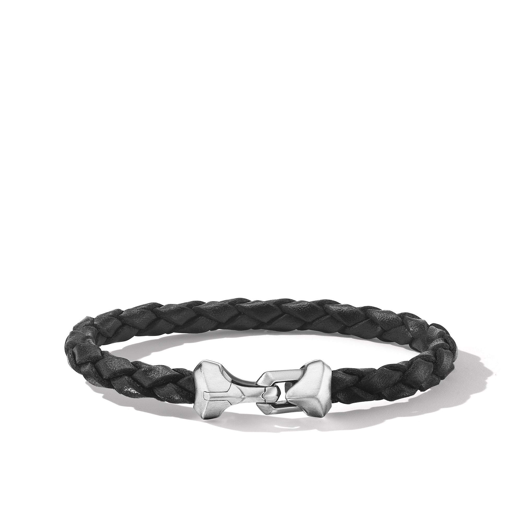 David Yurman Armory® Bracelet In Black Leather With Sterling Silver, 6.6mm