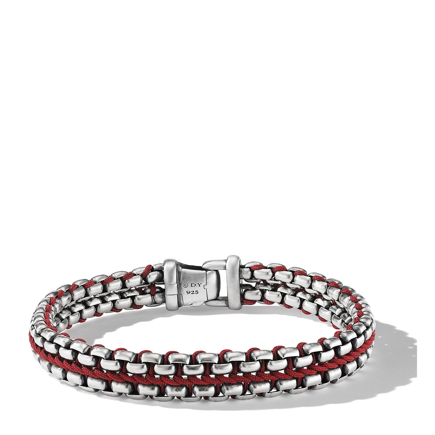David Yurman 12mm Woven Box Chain Brac Red Nylon Cord Sil