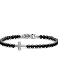 David Yurman Spiritual Beads Cross Station Bracelet In Sterling Silver With Black Onyx, 4mm