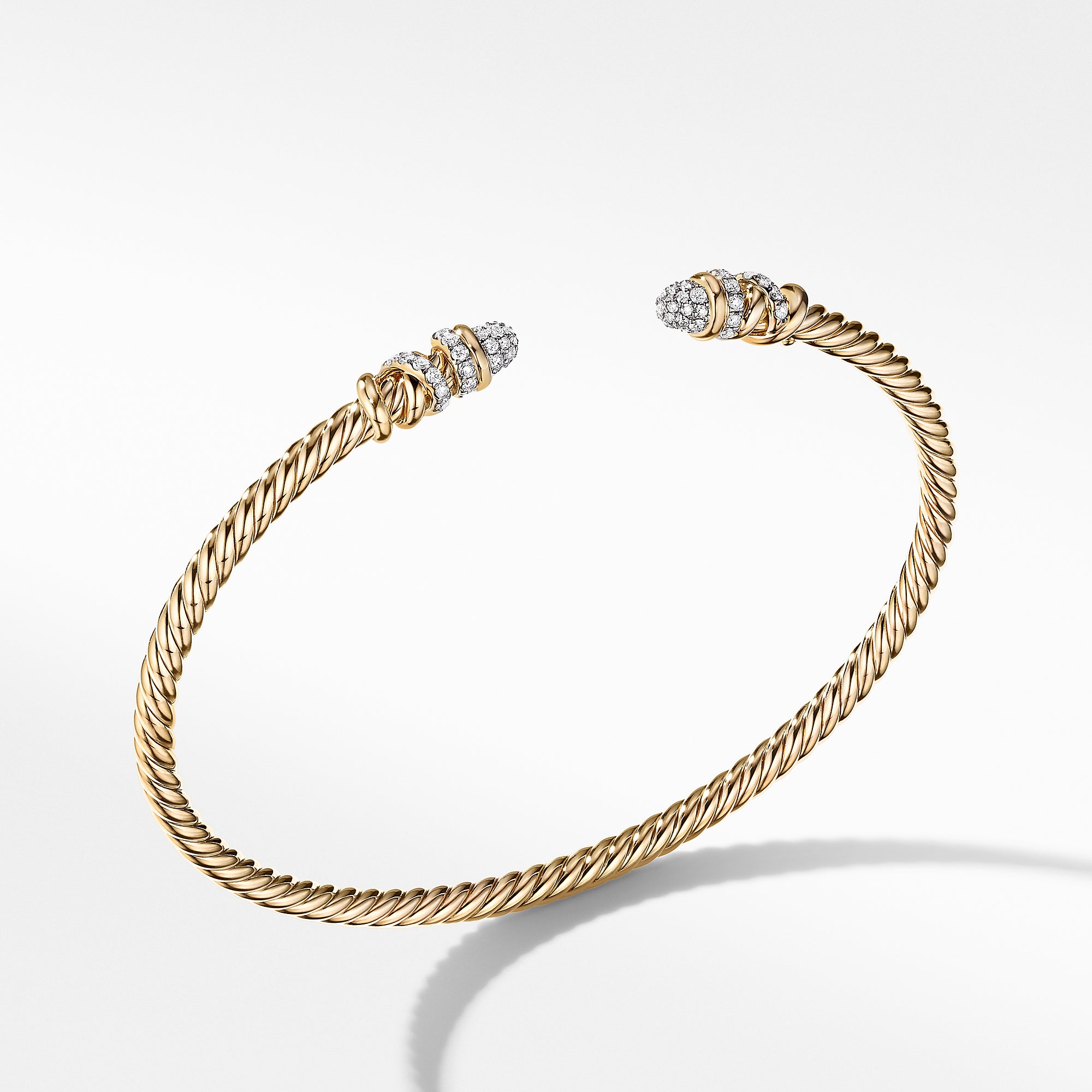 David Yurman Petite Helena Cablespira® Bracelet In 18k Yellow Gold With Diamonds, 3mm