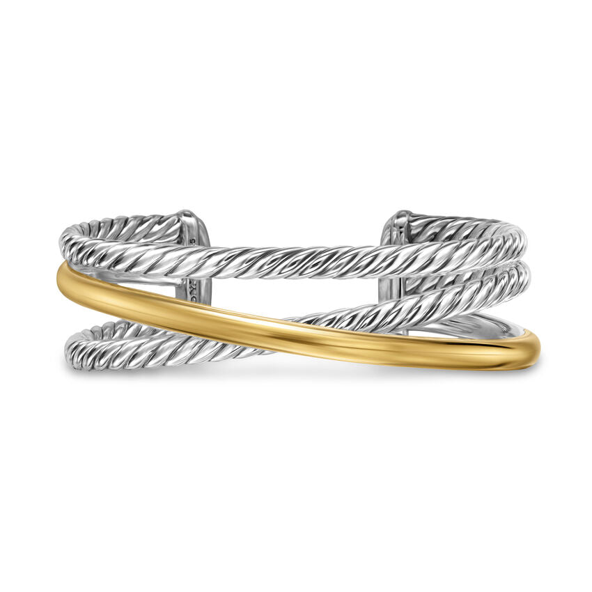 David Yurman 20mm Bold Crossover 3-Row Bracelet Sil/14k