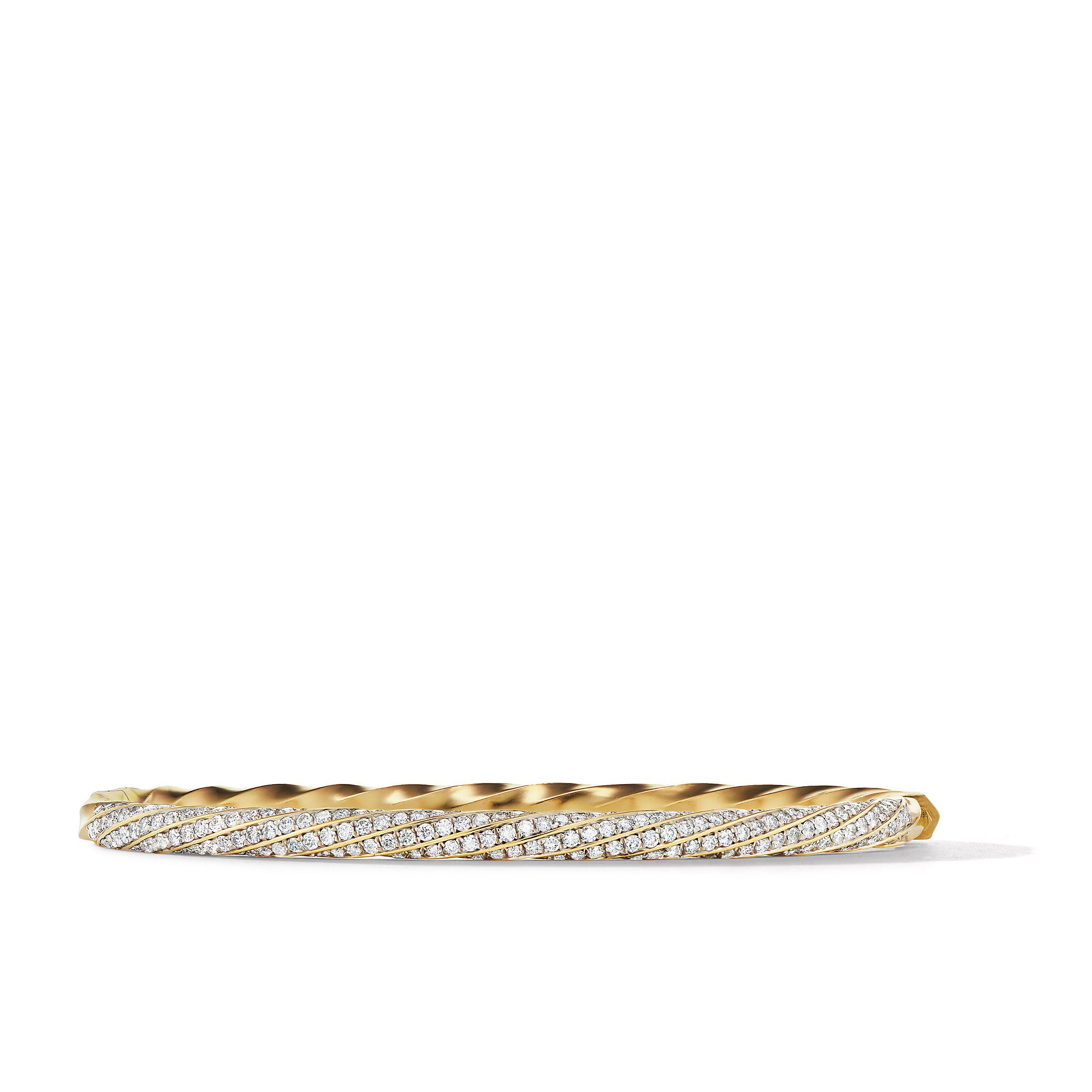 David Yurman 4mm Full Pave Cable Edge Bracelet Di 18k-Rec