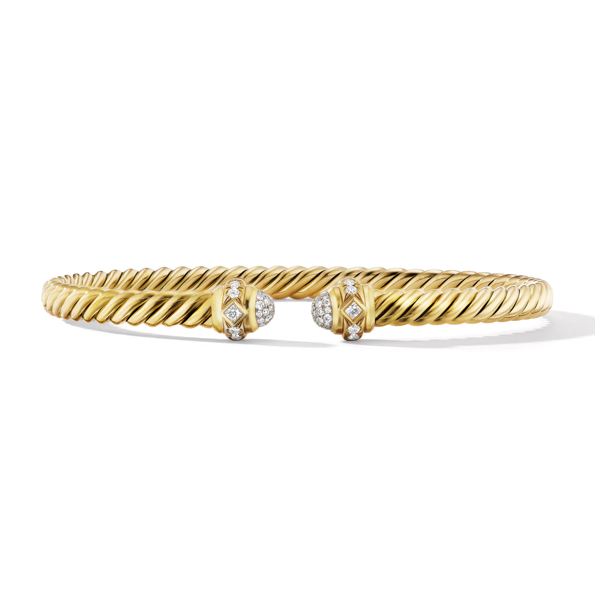 David Yurman Renaissance® Oval Cablespira Bracelet In 18k Yellow Gold With Diamonds, 4.5mm