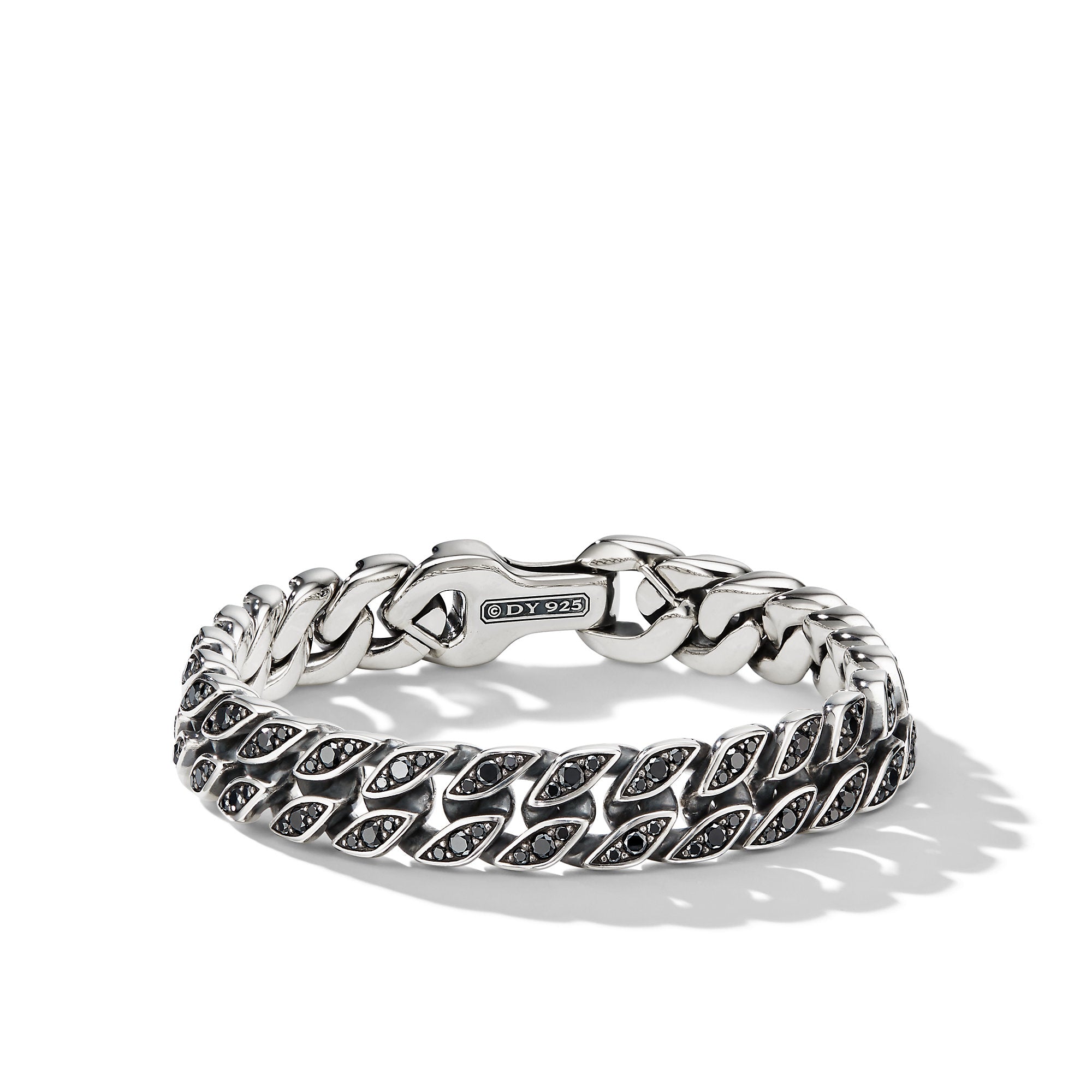 David Yurman Curb Chain Bracelet In Sterling Silver With Black Diamonds, 