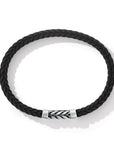 David Yurman Chevron Bracelet In Black Rubber With Diamonds And Sterling Silver, 9mm