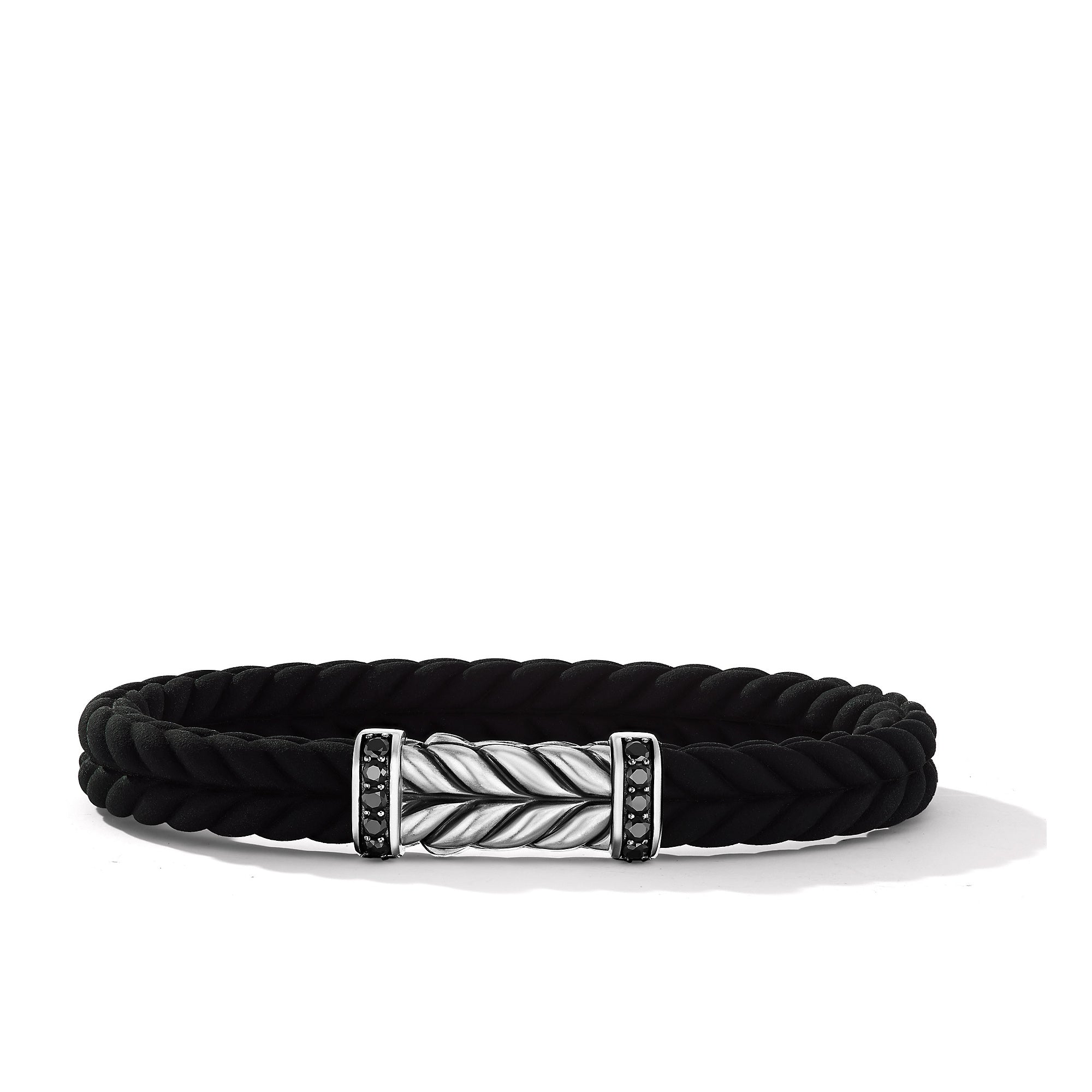 David Yurman 9mm Chevron Rubber Rail Brac Bd Blk Rbr Sil